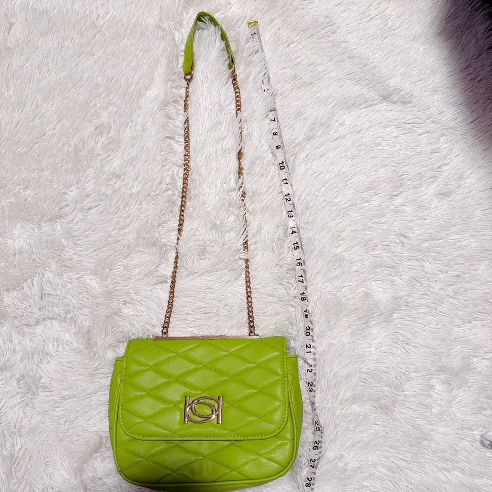 Bebe Lime Green Quilted Chain Shoulder Bag